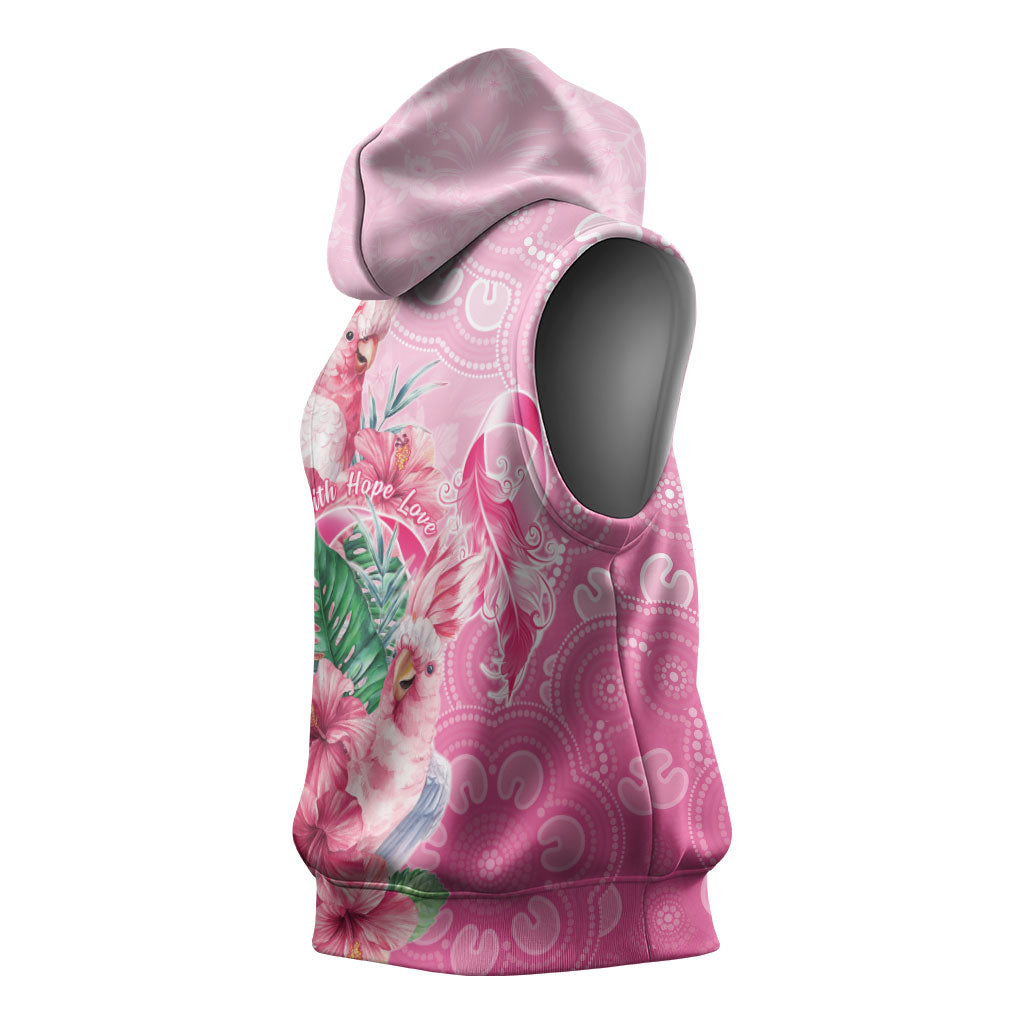 Australia Cockatoos Breast Cancer Sleeveless Hoodie Faith Hope Love