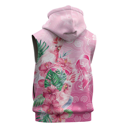 Australia Cockatoos Breast Cancer Sleeveless Zip Hoodie Faith Hope Love