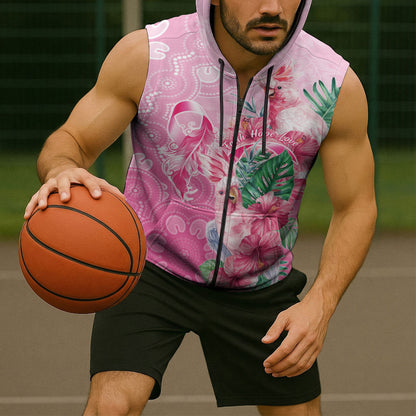 Australia Cockatoos Breast Cancer Sleeveless Zip Hoodie Faith Hope Love
