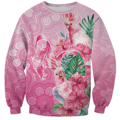 Australia Cockatoos Breast Cancer Sweatshirt Faith Hope Love