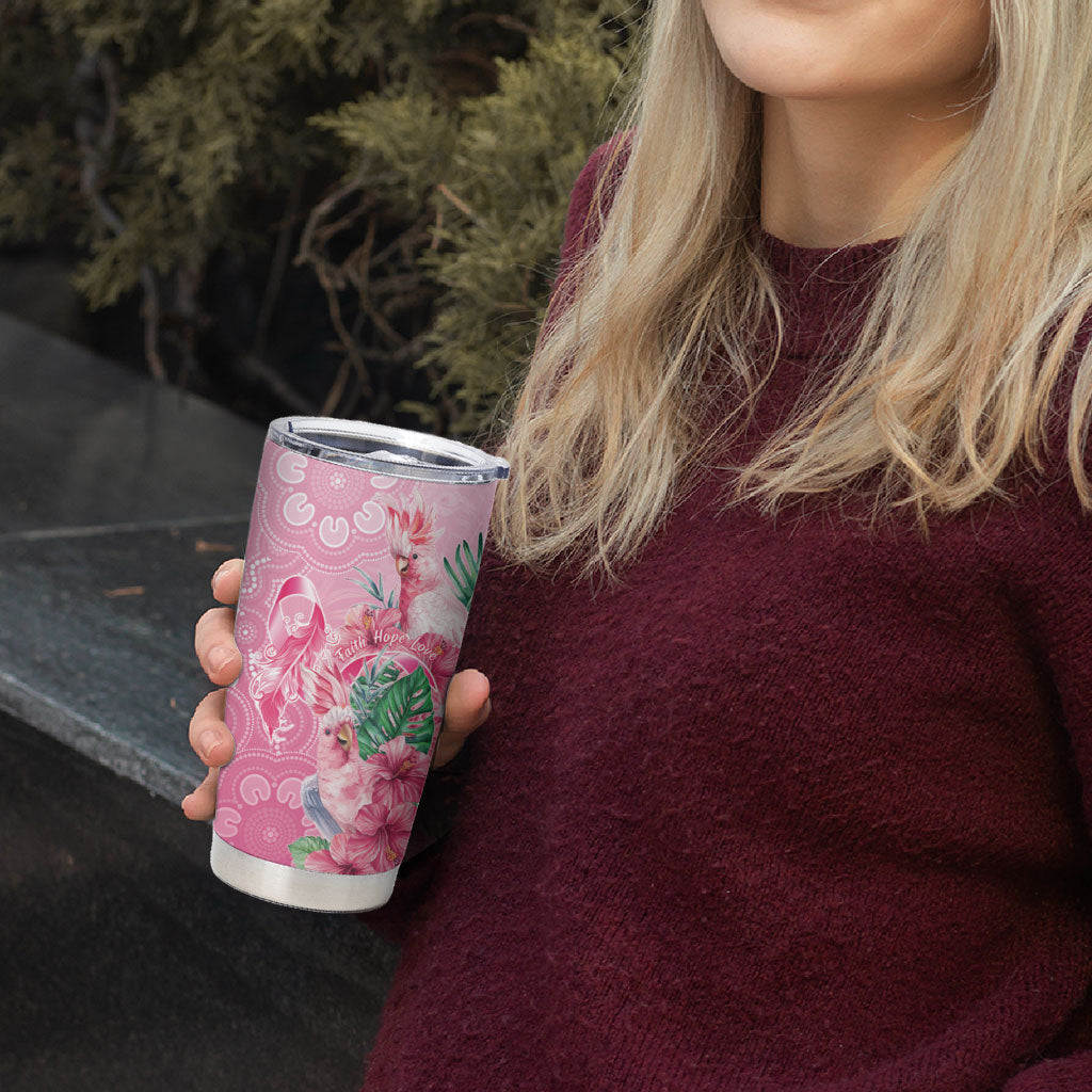 Australia Cockatoos Breast Cancer Tumbler Cup Faith Hope Love