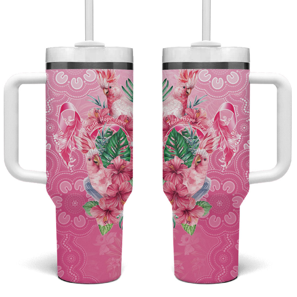 Australia Cockatoos Breast Cancer Tumbler With Handle Faith Hope Love