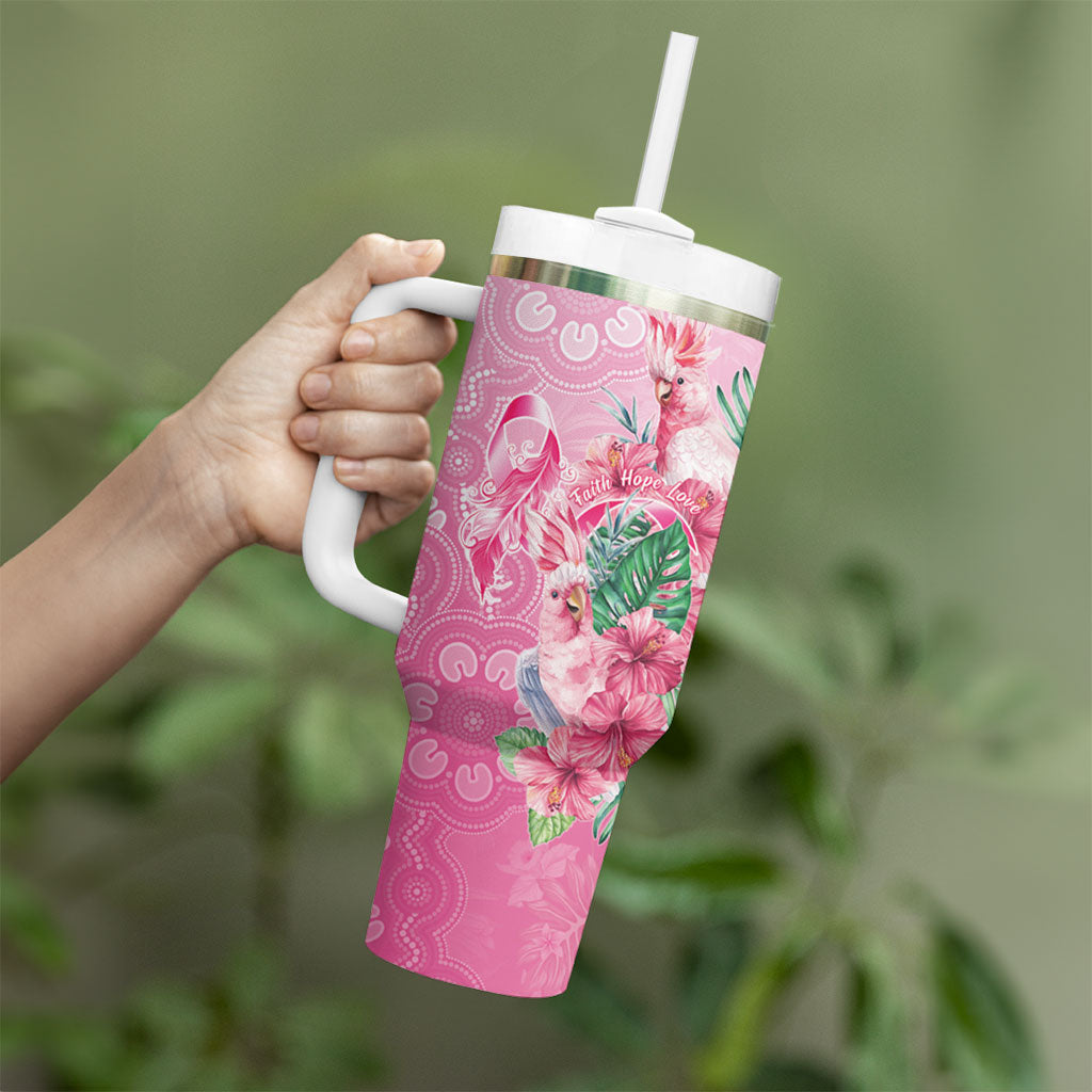 Australia Cockatoos Breast Cancer Tumbler With Handle Faith Hope Love