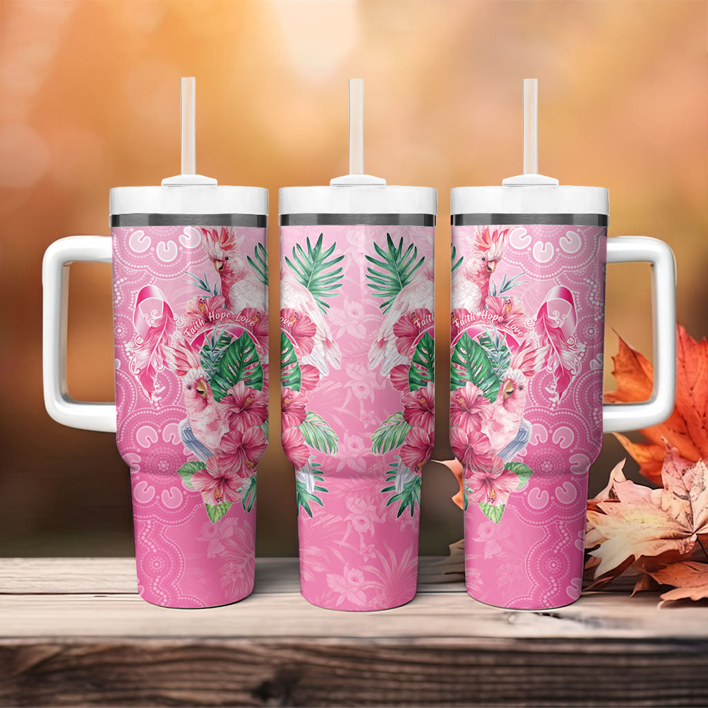 Australia Cockatoos Breast Cancer Tumbler With Handle Faith Hope Love