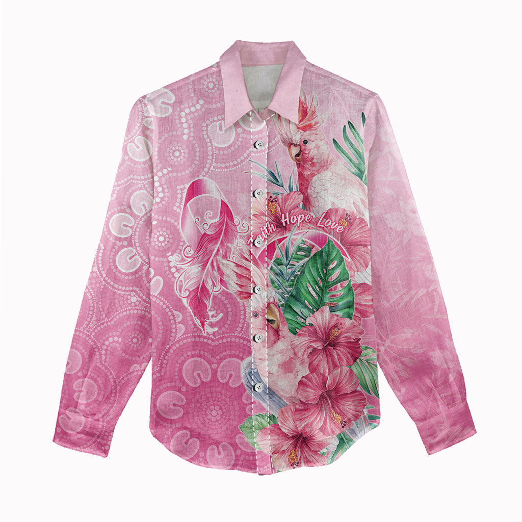 Australia Cockatoos Breast Cancer Women Casual Shirt Faith Hope Love