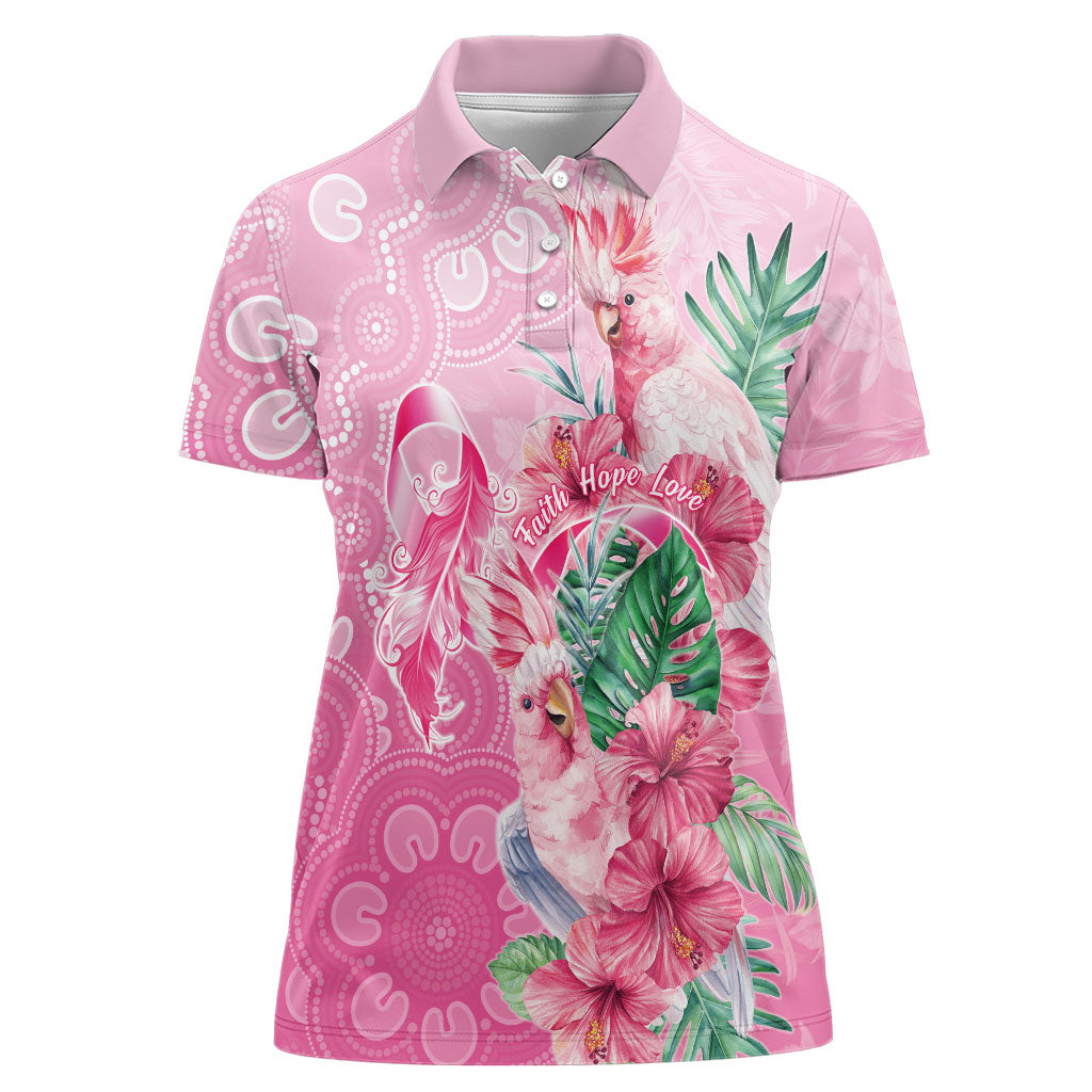 Australia Cockatoos Breast Cancer Women Polo Shirt Faith Hope Love