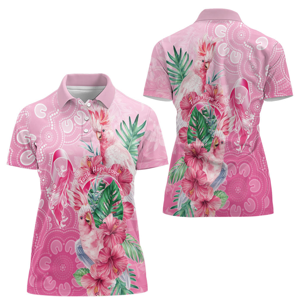 Australia Cockatoos Breast Cancer Women Polo Shirt Faith Hope Love