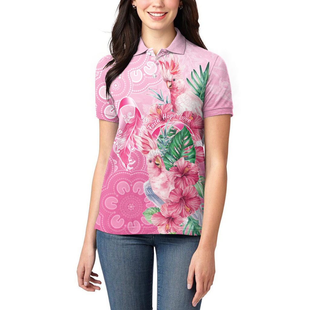 Australia Cockatoos Breast Cancer Women Polo Shirt Faith Hope Love