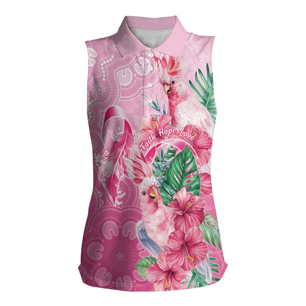 Australia Cockatoos Breast Cancer Women Sleeveless Polo Shirt Faith Hope Love
