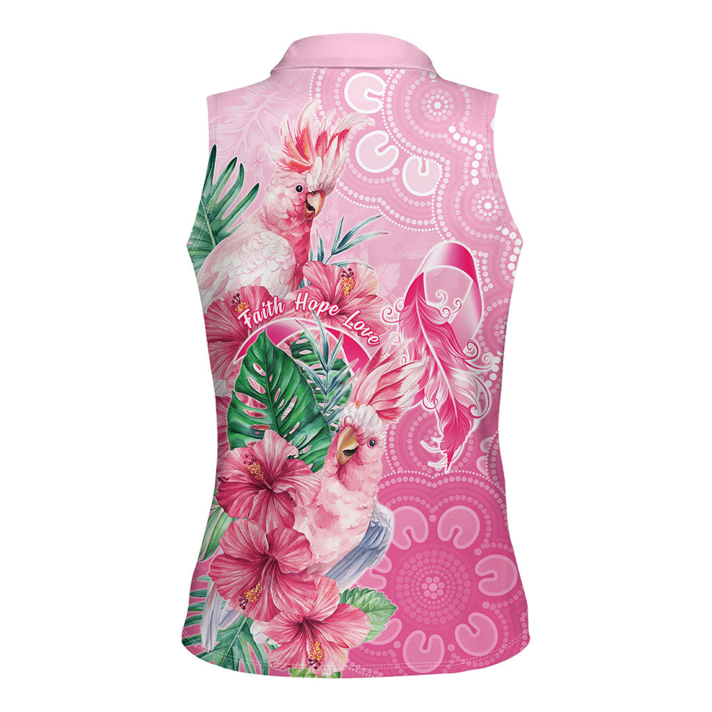 Australia Cockatoos Breast Cancer Women Sleeveless Polo Shirt Faith Hope Love