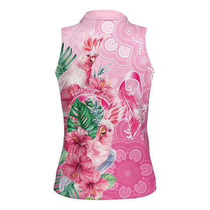 Australia Cockatoos Breast Cancer Women Sleeveless Polo Shirt Faith Hope Love