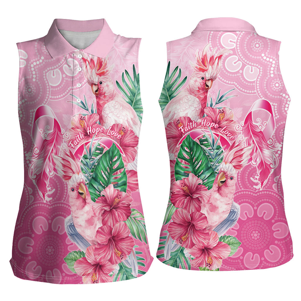 Australia Cockatoos Breast Cancer Women Sleeveless Polo Shirt Faith Hope Love