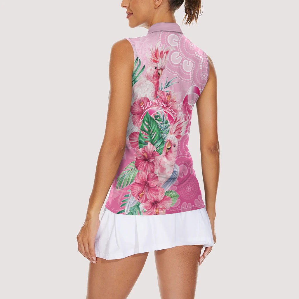 Australia Cockatoos Breast Cancer Women Sleeveless Polo Shirt Faith Hope Love