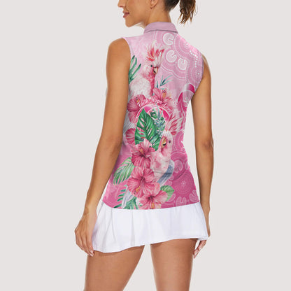 Australia Cockatoos Breast Cancer Women Sleeveless Polo Shirt Faith Hope Love
