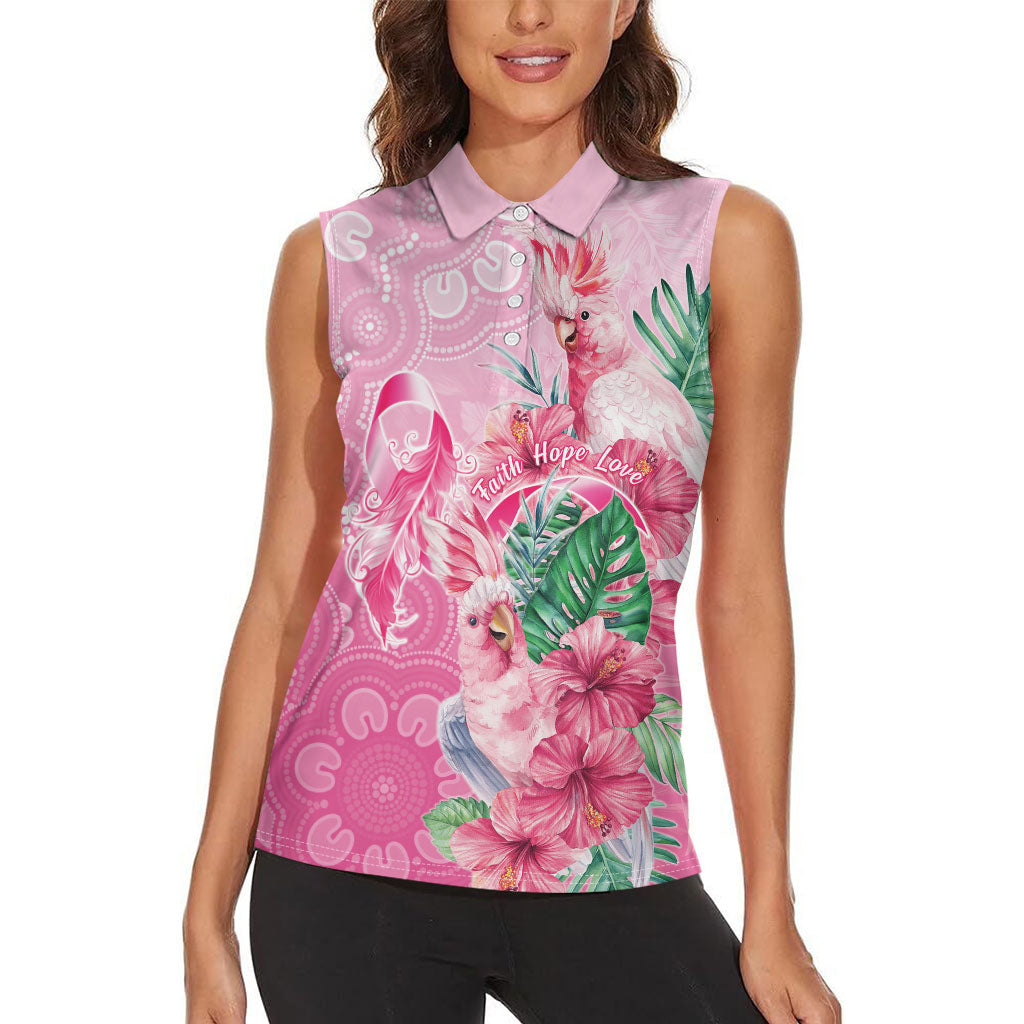 Australia Cockatoos Breast Cancer Women Sleeveless Polo Shirt Faith Hope Love