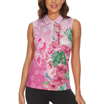 Australia Cockatoos Breast Cancer Women Sleeveless Polo Shirt Faith Hope Love