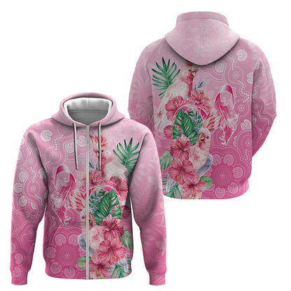Australia Cockatoos Breast Cancer Zip Hoodie Faith Hope Love