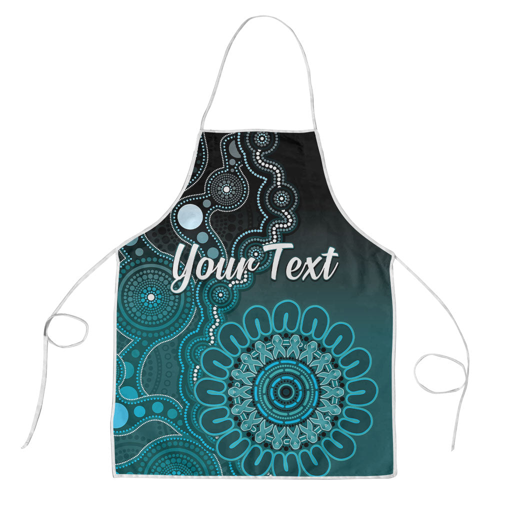 Personalised Ovarian Cancer Support Apron Teal Ribbon Aboriginal Art