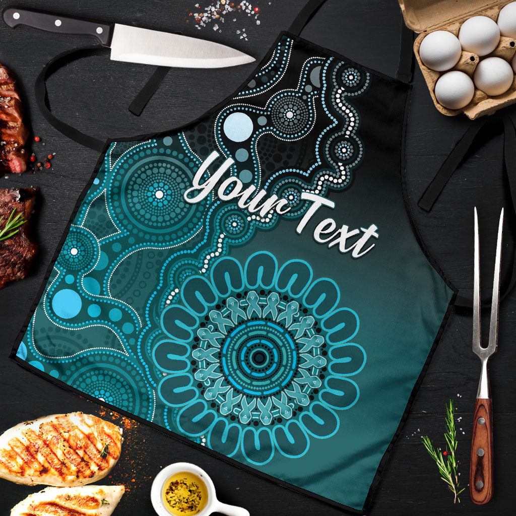 Personalised Ovarian Cancer Support Apron Teal Ribbon Aboriginal Art