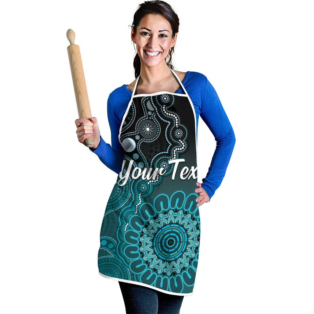 Personalised Ovarian Cancer Support Apron Teal Ribbon Aboriginal Art
