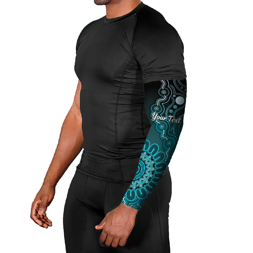 Personalised Ovarian Cancer Support Arm Sleeves Teal Ribbon Aboriginal Art