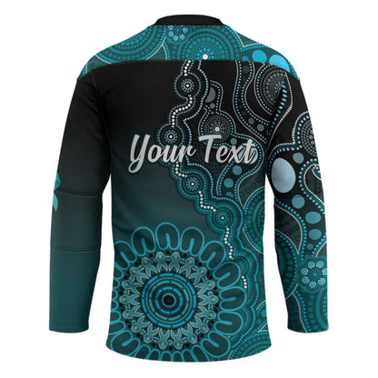 Personalised Ovarian Cancer Support Hockey Jersey Teal Ribbon Aboriginal Art