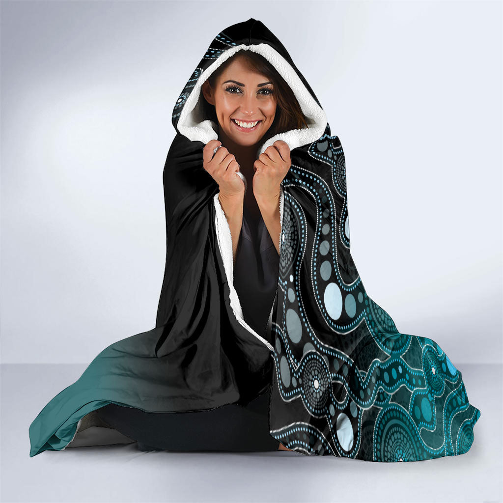 Personalised Ovarian Cancer Support Hooded Blanket Teal Ribbon Aboriginal Art