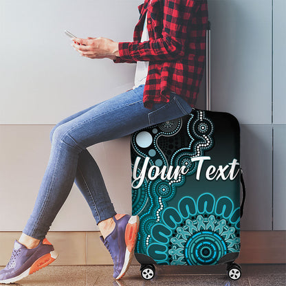 Personalised Ovarian Cancer Support Luggage Cover Teal Ribbon Aboriginal Art