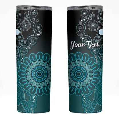 Personalised Ovarian Cancer Support Skinny Tumbler Teal Ribbon Aboriginal Art