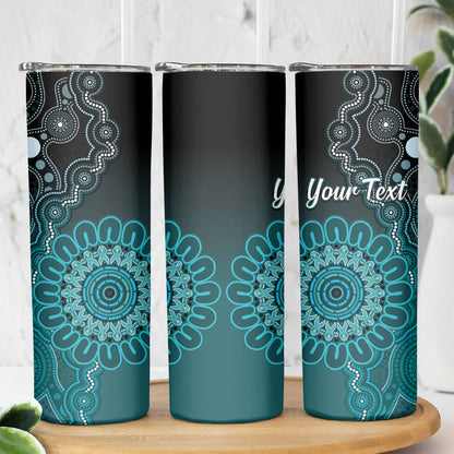 Personalised Ovarian Cancer Support Skinny Tumbler Teal Ribbon Aboriginal Art