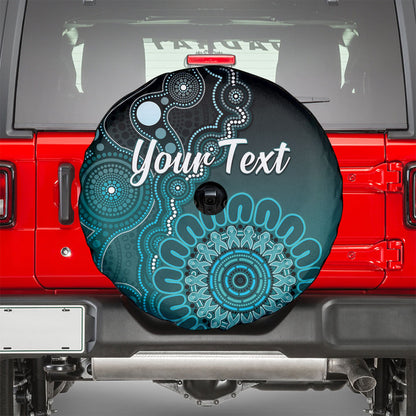 Personalised Ovarian Cancer Support Spare Tire Cover Teal Ribbon Aboriginal Art