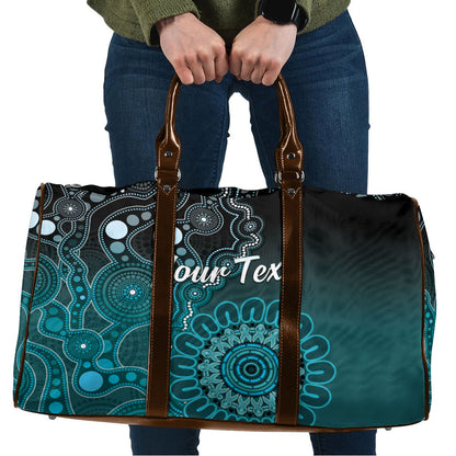 Personalised Ovarian Cancer Support Travel Bag Teal Ribbon Aboriginal Art