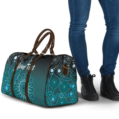 Personalised Ovarian Cancer Support Travel Bag Teal Ribbon Aboriginal Art