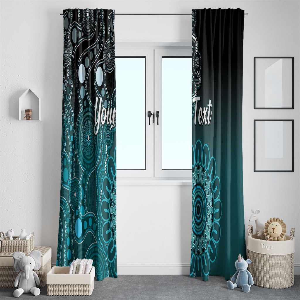 Personalised Ovarian Cancer Support Window Curtain Teal Ribbon Aboriginal Art