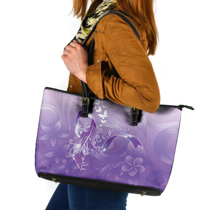 Lupus Survivor Leather Tote Bag Polynesian Style
