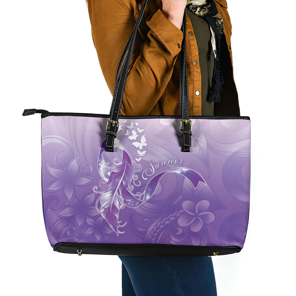 Lupus Survivor Leather Tote Bag Polynesian Style