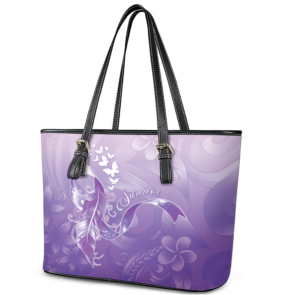 Lupus Survivor Leather Tote Bag Polynesian Style