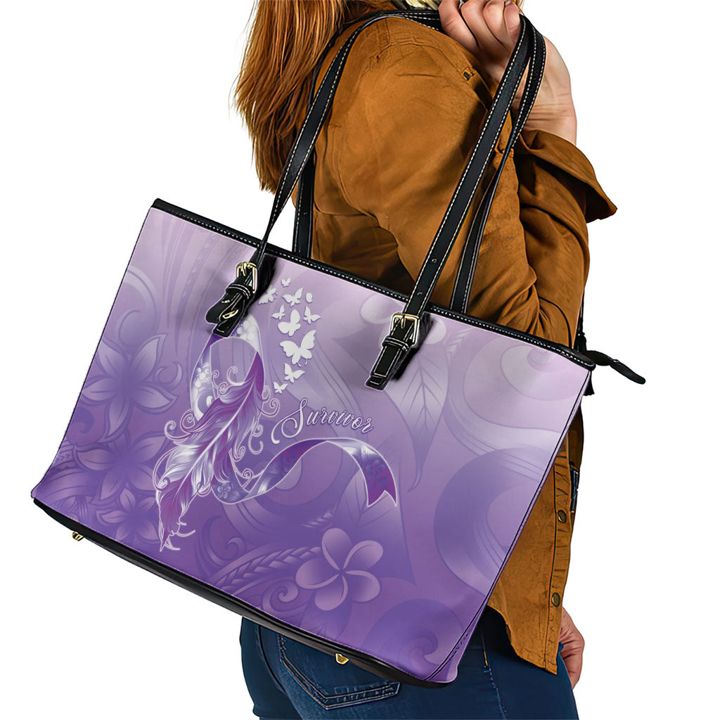 Lupus Survivor Leather Tote Bag Polynesian Style