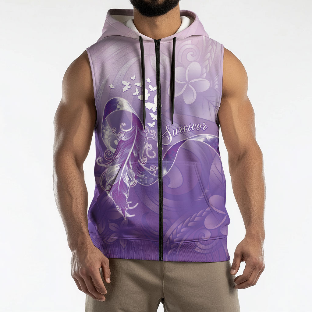 Lupus Survivor Sleeveless Zip Hoodie Polynesian Style