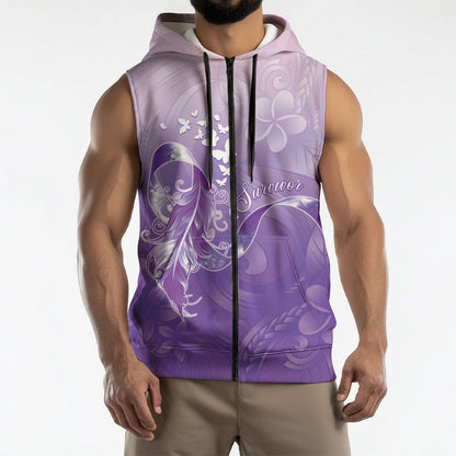 Lupus Survivor Sleeveless Zip Hoodie Polynesian Style
