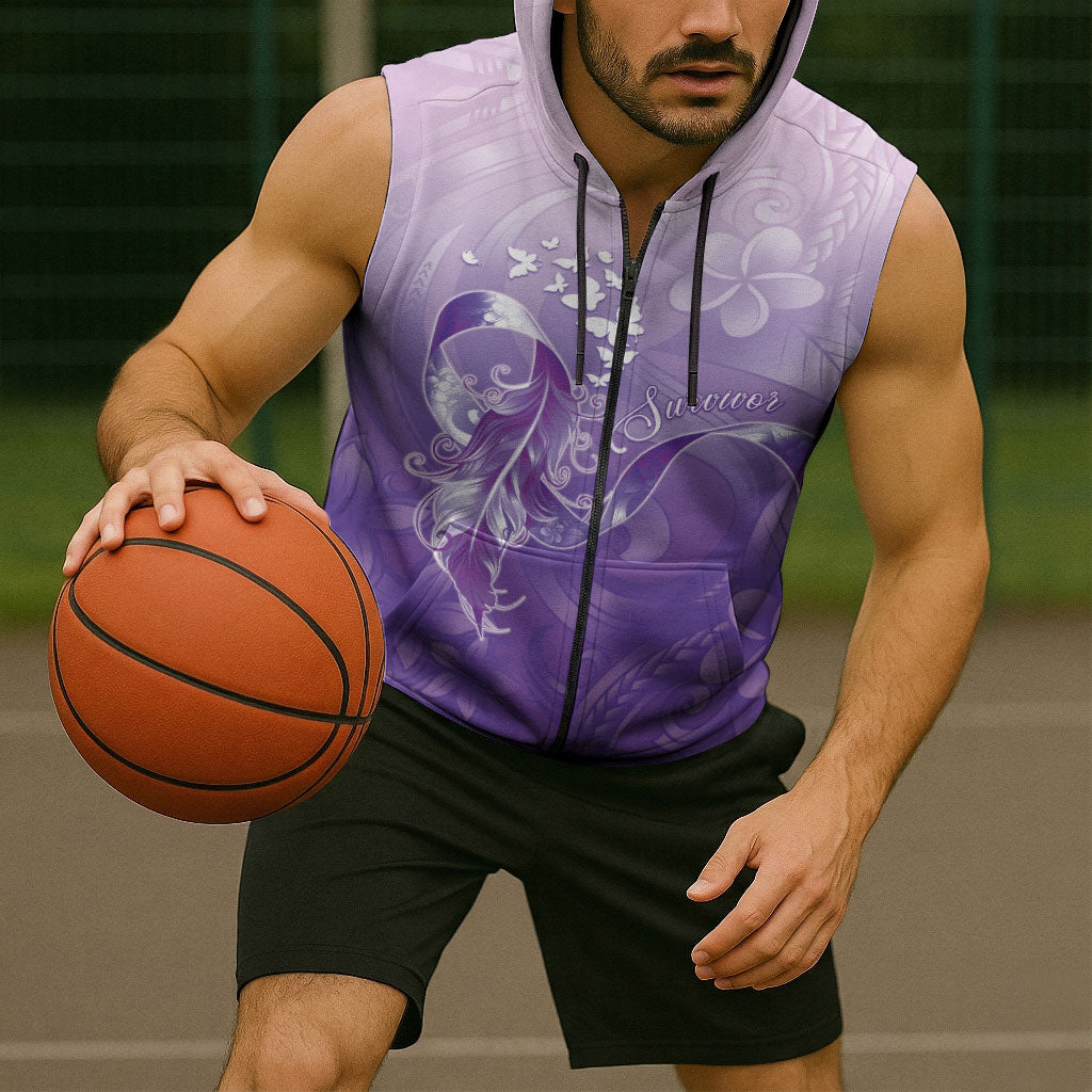 Lupus Survivor Sleeveless Zip Hoodie Polynesian Style