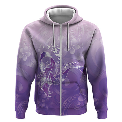 Lupus Survivor Zip Hoodie Polynesian Style