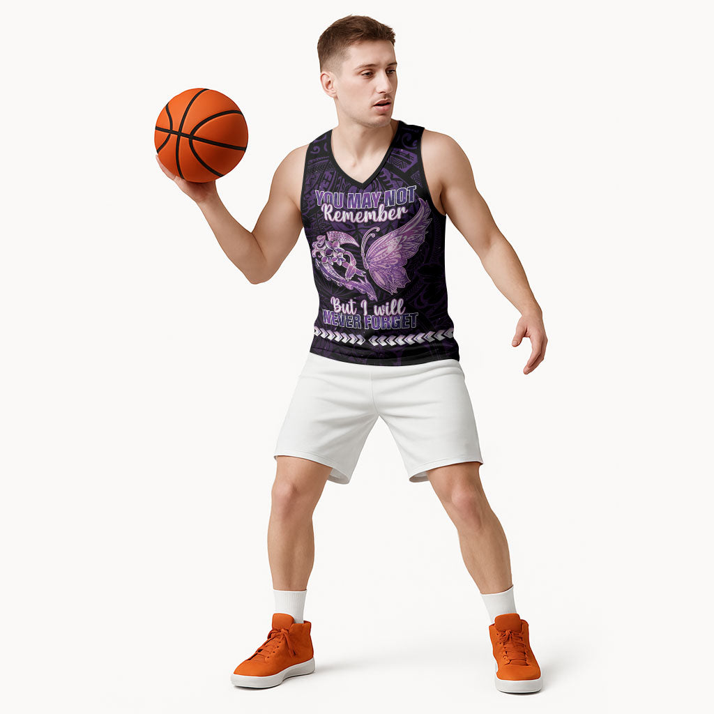Personalised Alzheimer Support Basketball Jersey You May Not Remember But I Will Never Forget