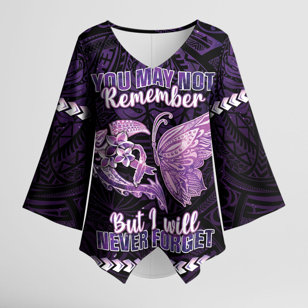 Personalised Alzheimer Support Kimono Sleeve Blouse You May Not Remember But I Will Never Forget