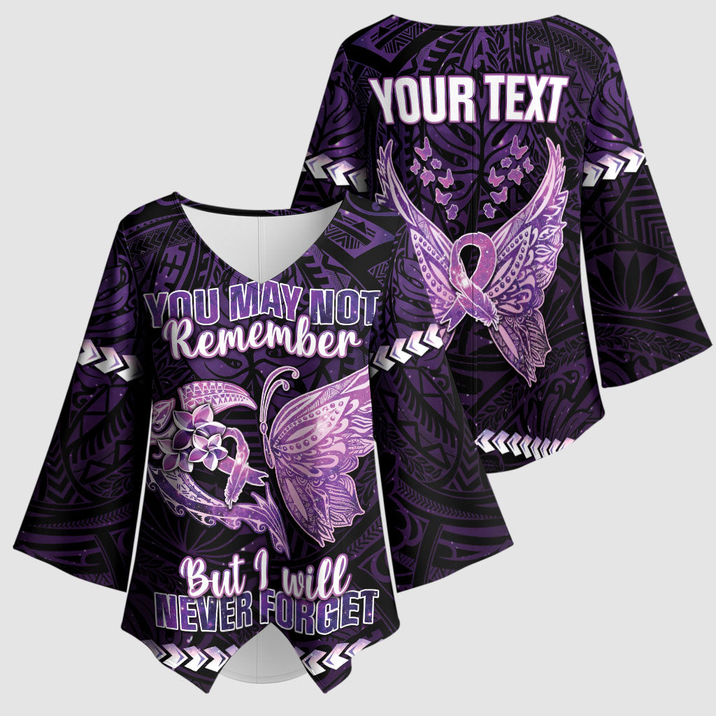 Personalised Alzheimer Support Kimono Sleeve Blouse You May Not Remember But I Will Never Forget