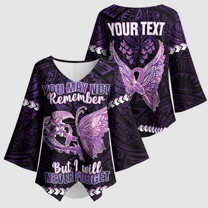 Personalised Alzheimer Support Kimono Sleeve Blouse You May Not Remember But I Will Never Forget