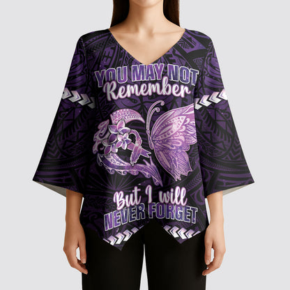 Personalised Alzheimer Support Kimono Sleeve Blouse You May Not Remember But I Will Never Forget