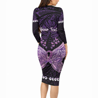 Personalised Alzheimer Support Long Sleeve Bodycon Dress You May Not Remember But I Will Never Forget