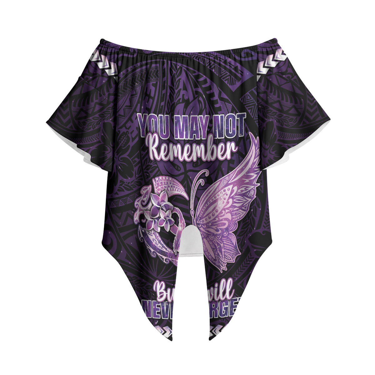 Personalised Alzheimer Support Off Shoulder Wrap Waist Top You May Not Remember But I Will Never Forget