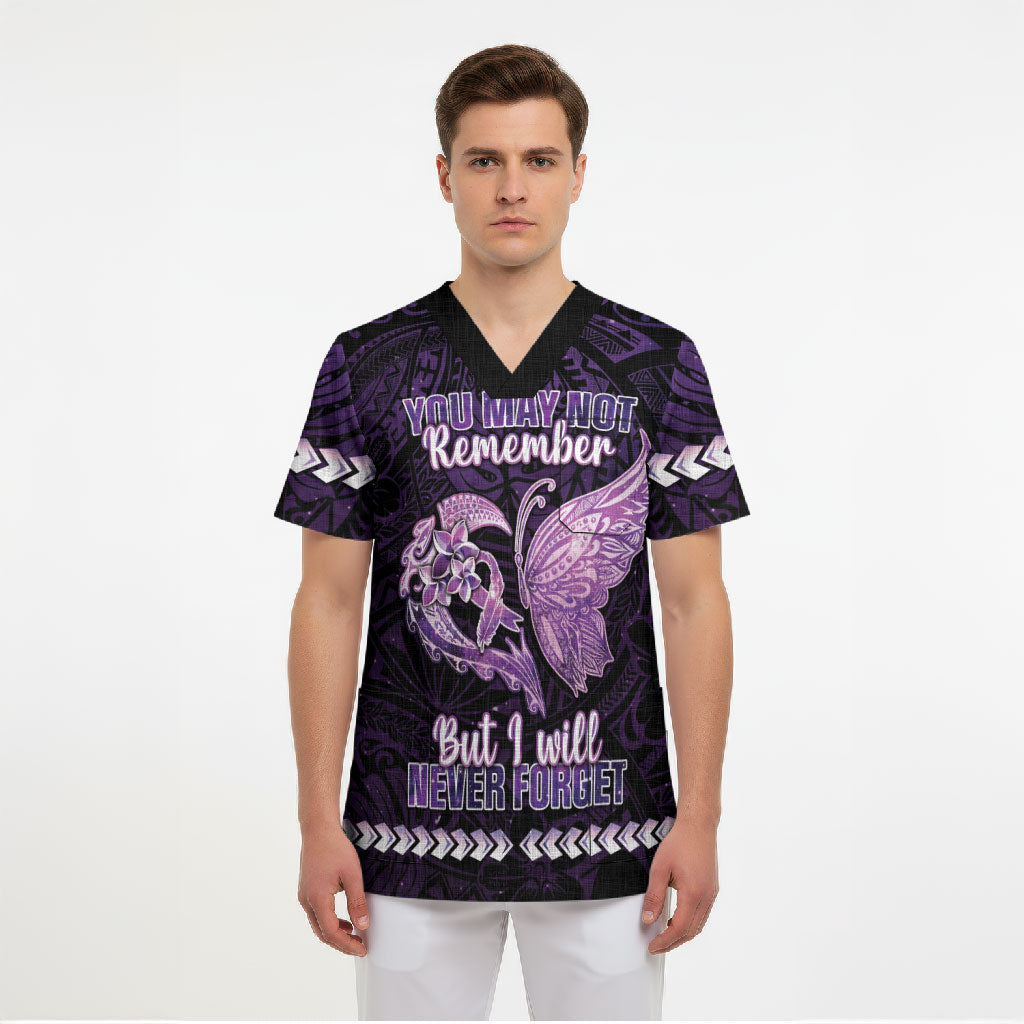 Personalised Alzheimer Support Scrub Top You May Not Remember But I Will Never Forget